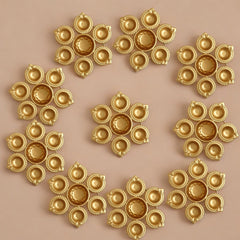 Golden Glossy Metal Flower Decorative Diya Urli