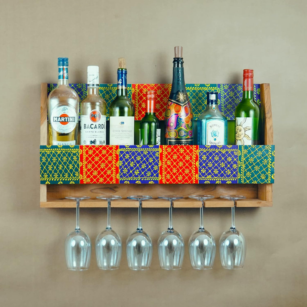 Wood Wine Glass Rack Wine Storage Rack & Glass Holder for Home