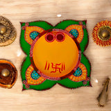 Wooden Pooja Thali With Decorative