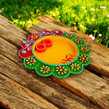 Wooden Pooja Thali With Decorative