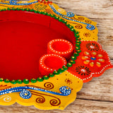 Wooden Pooja Thali With Decorative