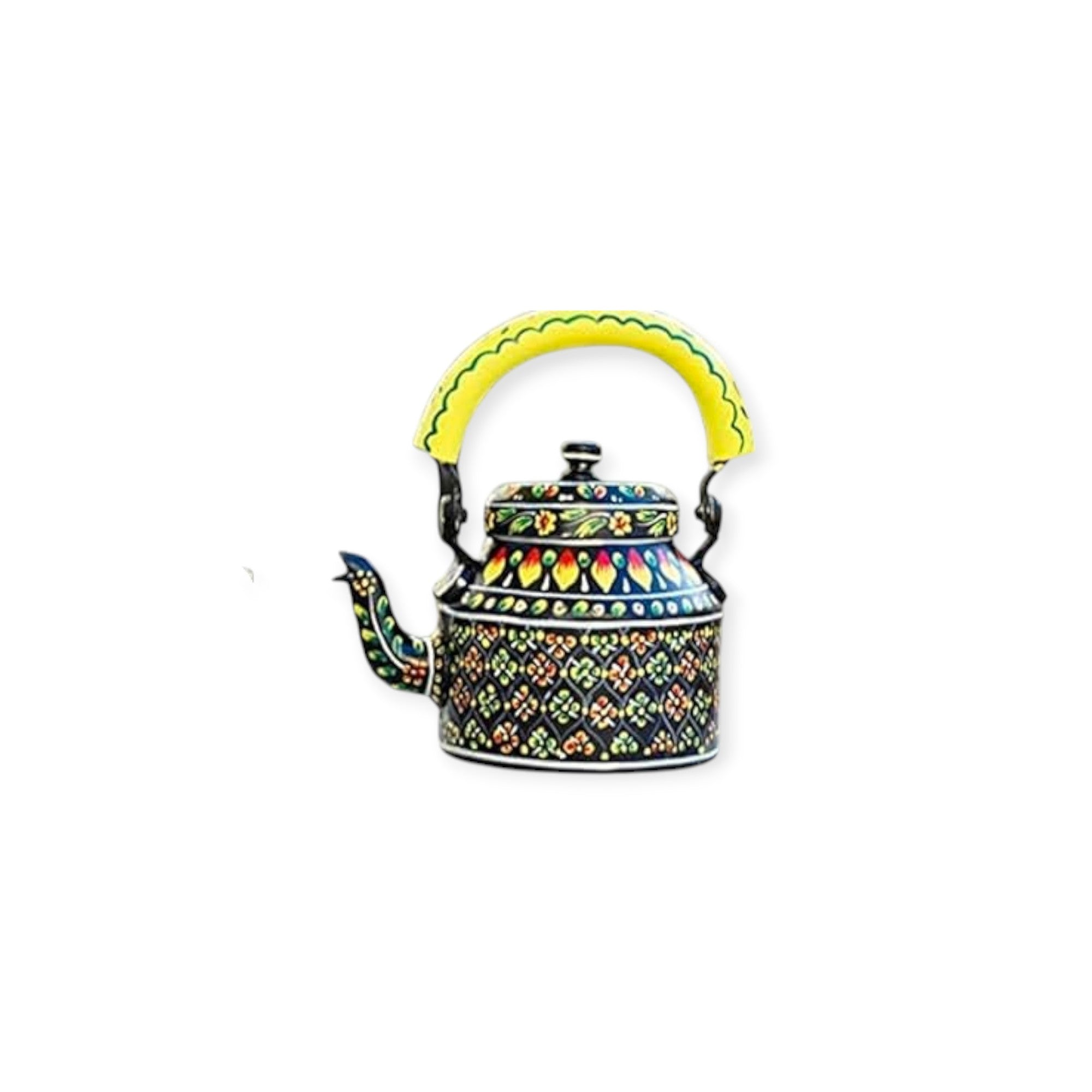 Hand Painted Aluminum Tea Kettle With Wooden Troly Set