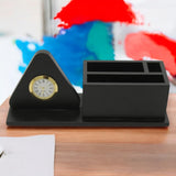 Wooden Desk Pen Holder With Clock Set of 50