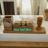 Wooden Desk Pen Holder With Calender Ashok Stambh Set of 50