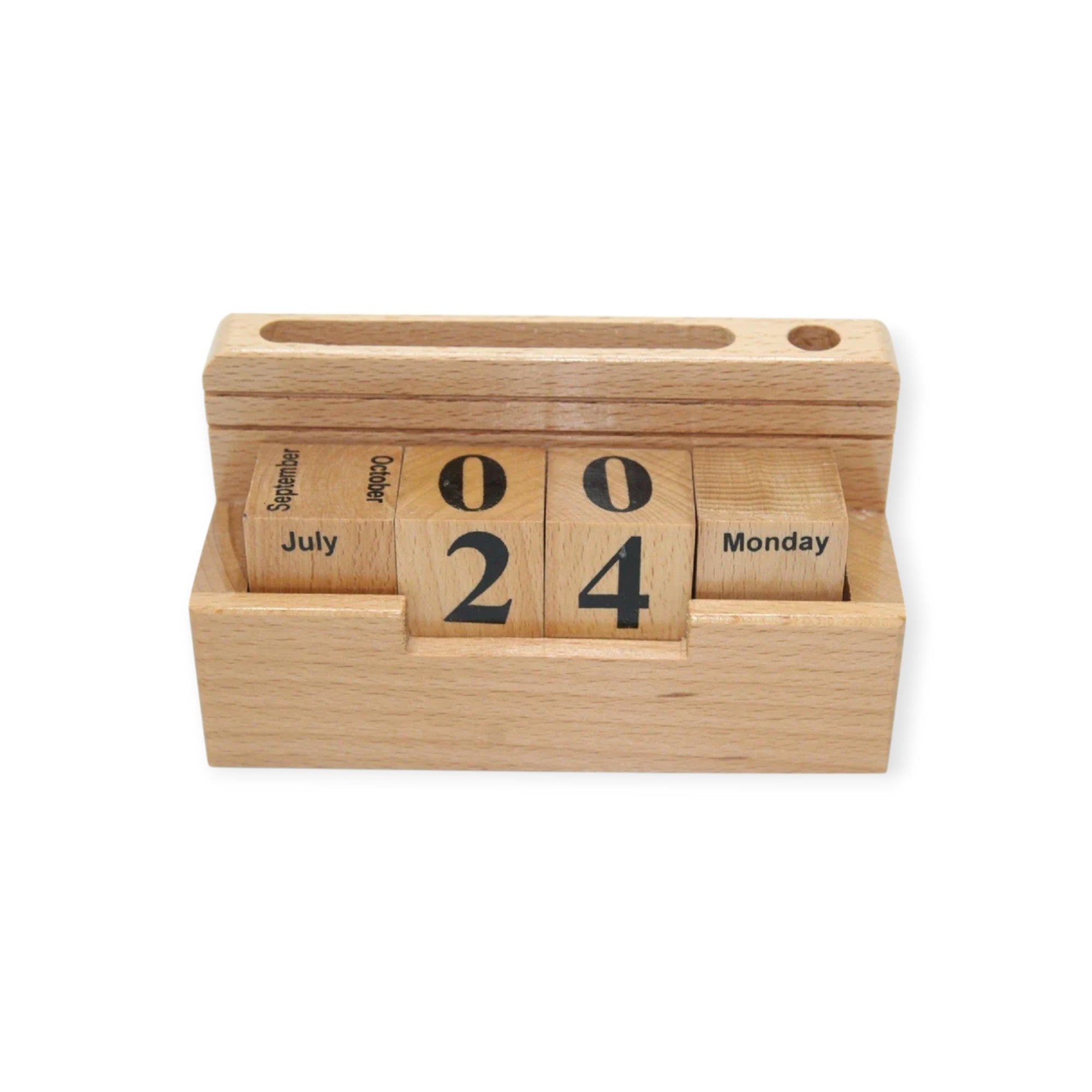 Wooden Desk Pen Holder With Calender Set of 50