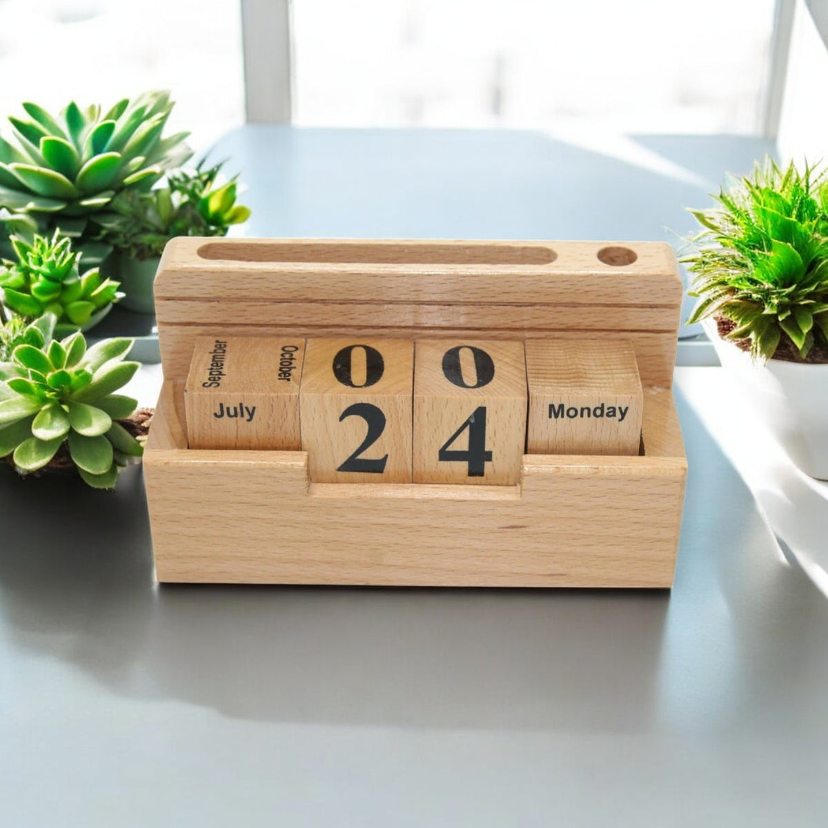 Wooden Desk Pen Holder With Calender Set of 50