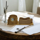 Wooden Desk Pen Holder With Clock Set of 50