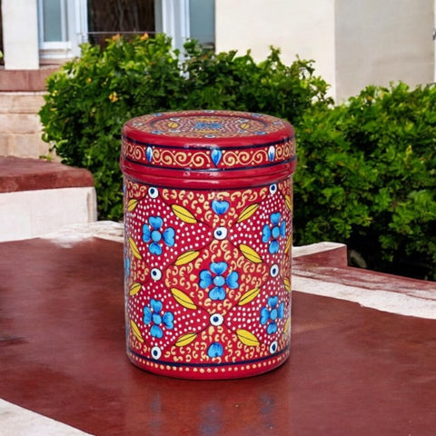 Hand Painted Steel Storage Container Set – Oxyroots Handicraft