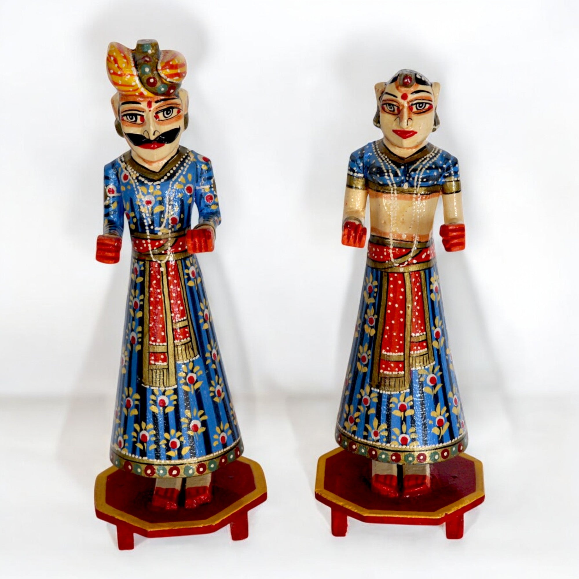 Wooden Hand Painted Rajasthani Gangaur Doll Set