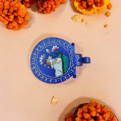 Wooden Hand Painted Elephant Stool - Blue