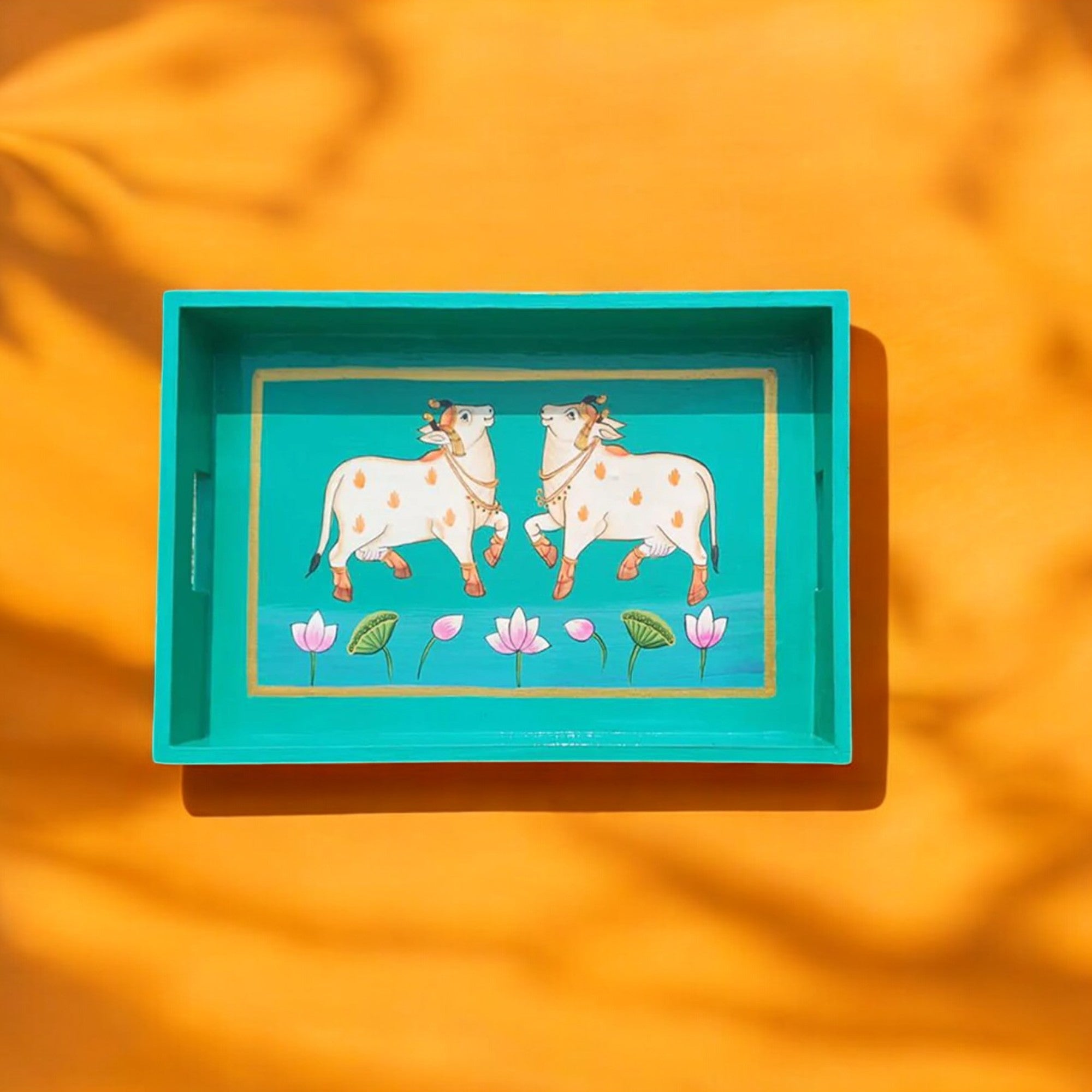 Wooden Hand Painted Serving Tray