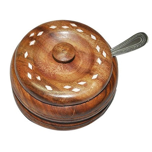 Wooden Small Container With Spoon For Salt And Sugar Storage