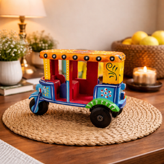 Wooden Auto Rikshaw Toy - Multicolor