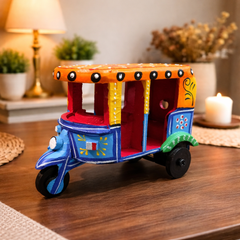 Wooden Auto Rikshaw Toy - Multicolor