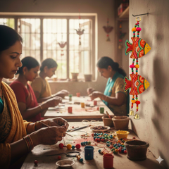 Wooden Fish Wall Hanging Set of 2 With Brass Bells