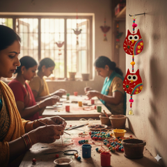 Wooden Owl Wall Hanging Set of 2 With Bells