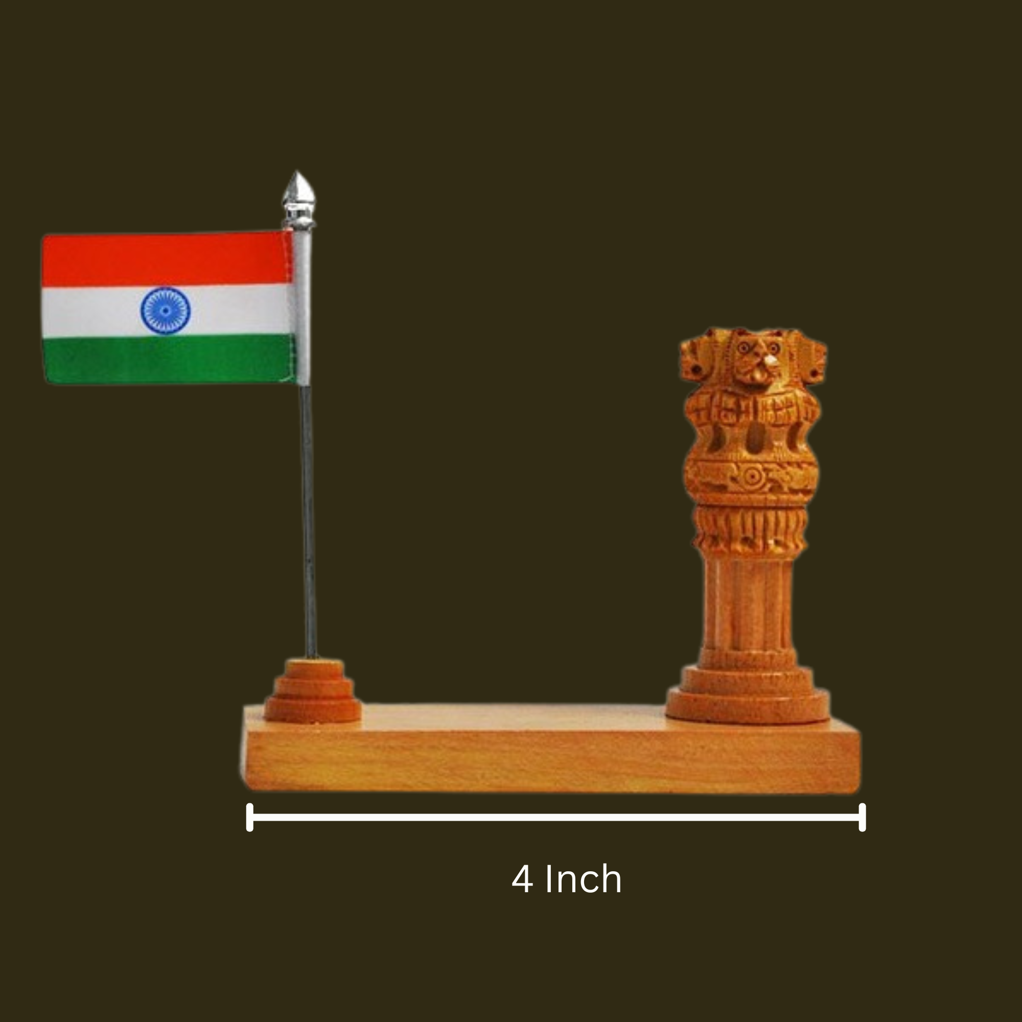 Wooden Ashoka Pillar And National Beautiful Flag