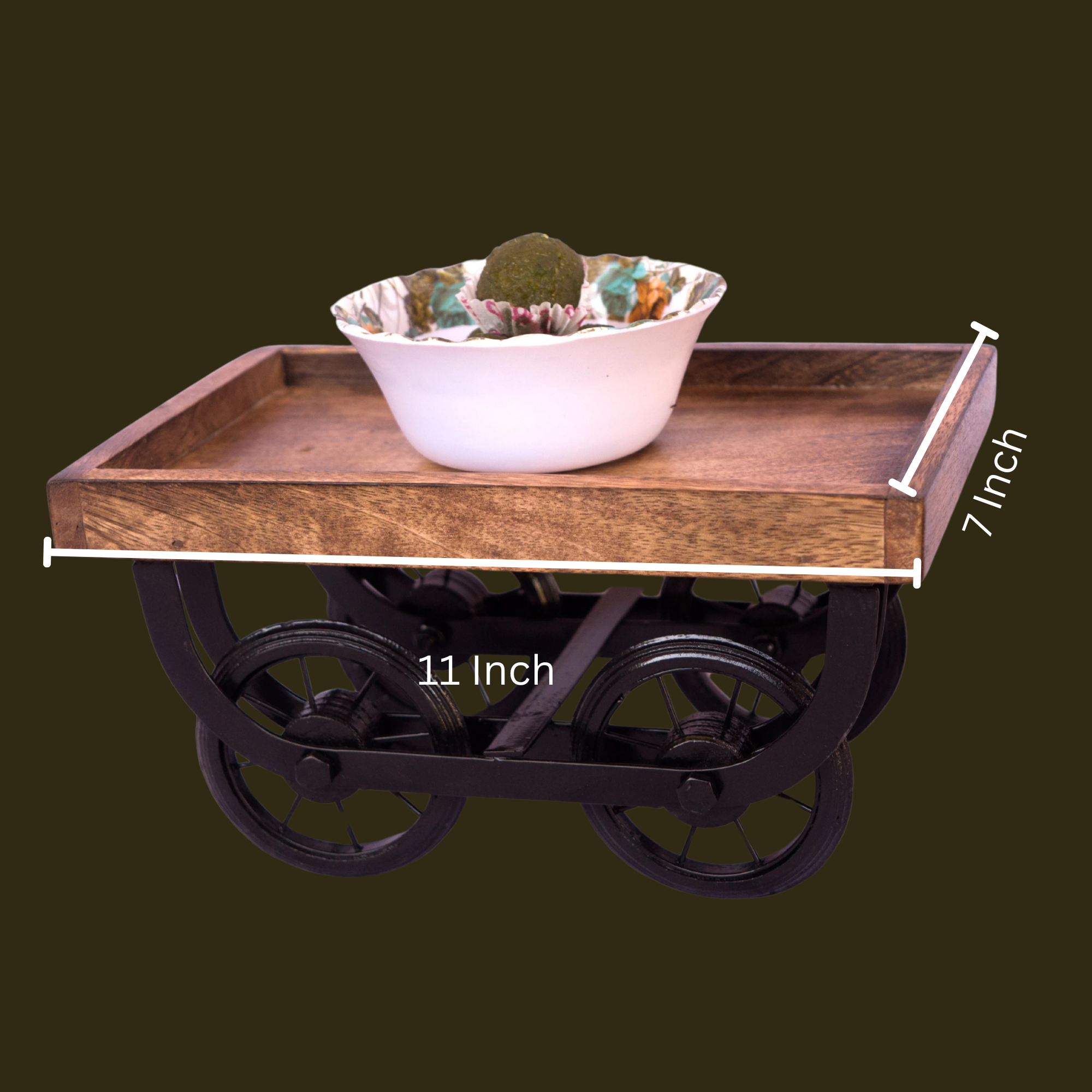 Wooden Natural Serving Tray Thela Trolley