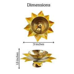 Beautifull Flower Puja Kamal Patti Brass Diya Oil Lamp Set of 6 pc