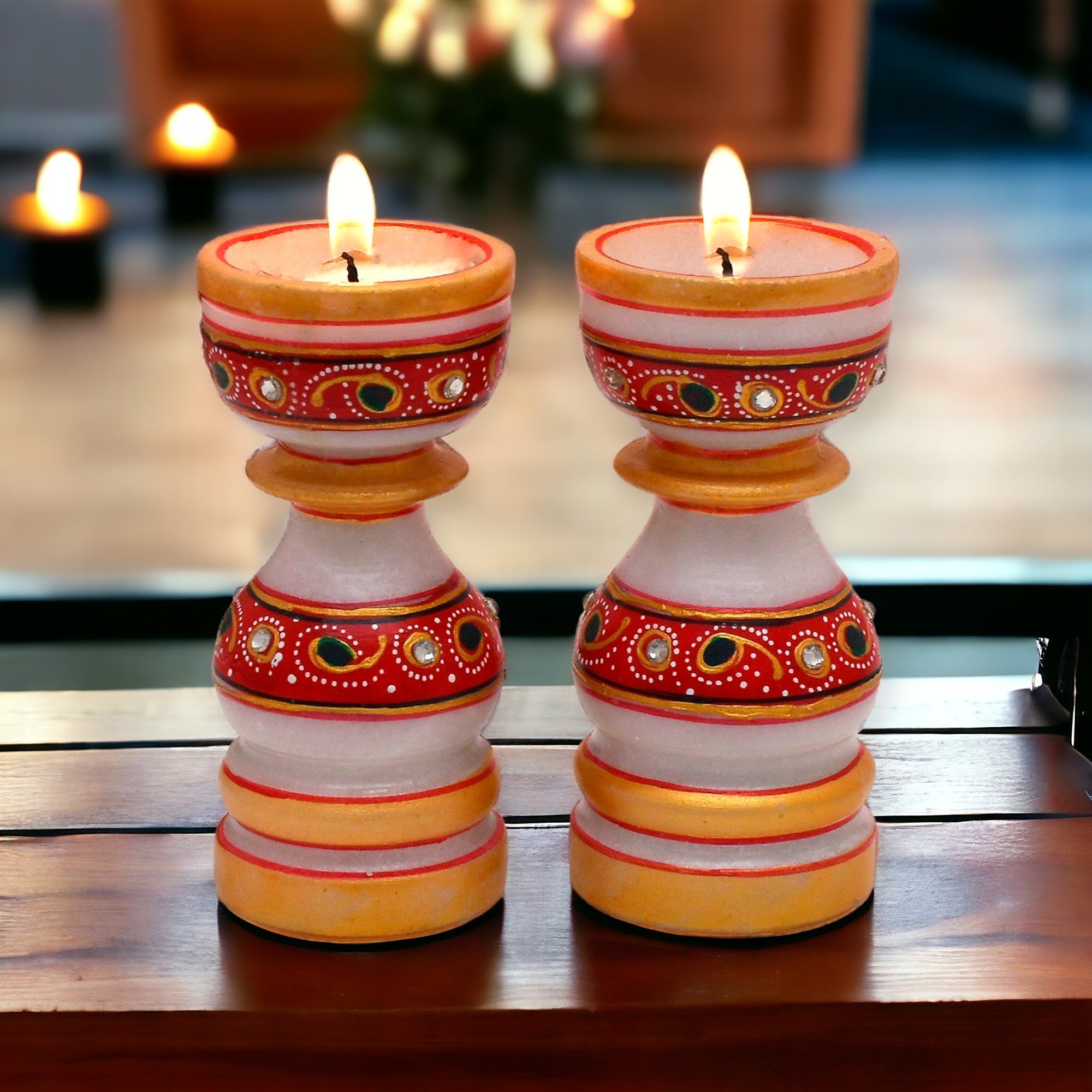 Marble Tealight Decor Candle Holder Candle Stand Set of 2