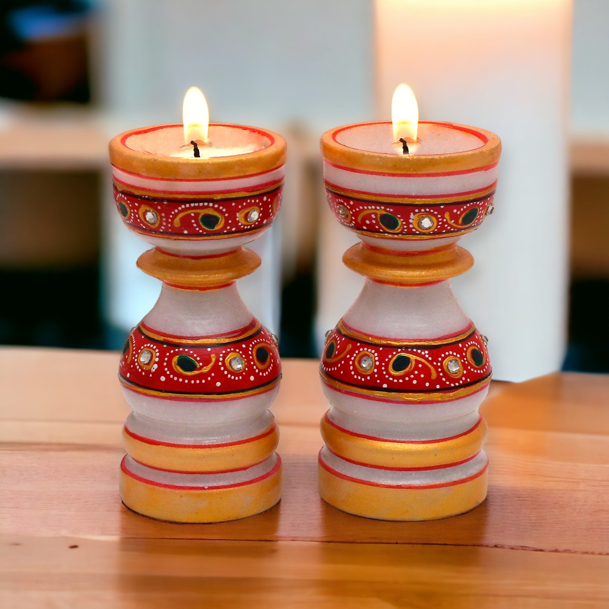 Marble Tealight Decor Candle Holder Candle Stand Set of 2