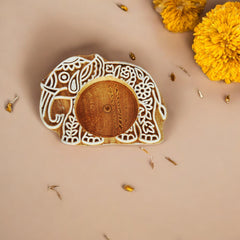 Wooden Small Elephant Block Diya - set of 8 pc