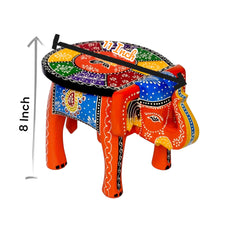 Wooden Natural Colour Elephant Stool In 8 Inch