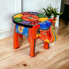 wooden Natural Colour Elephant Stool In 8 Inch