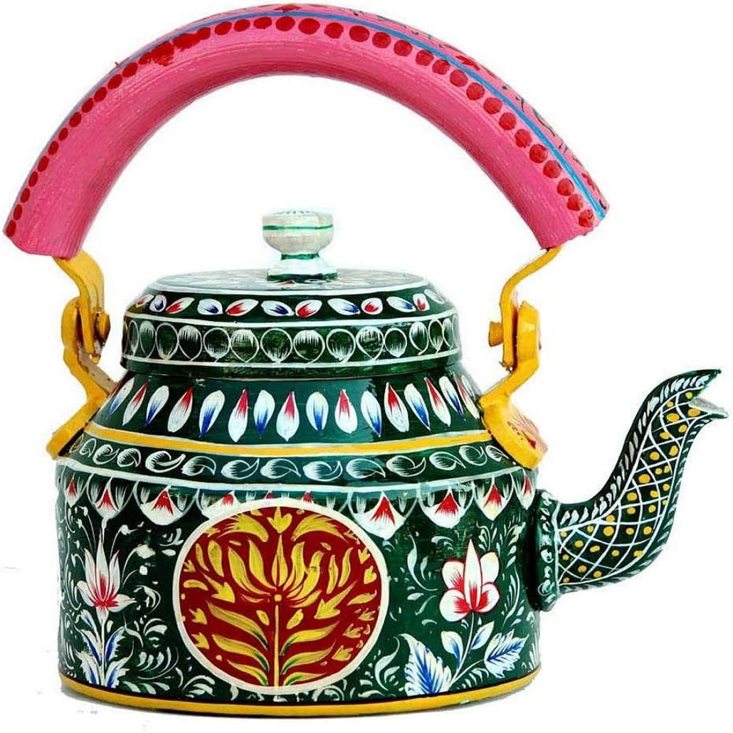 Aluminum Painted Tea Kettle Figurine Decorative