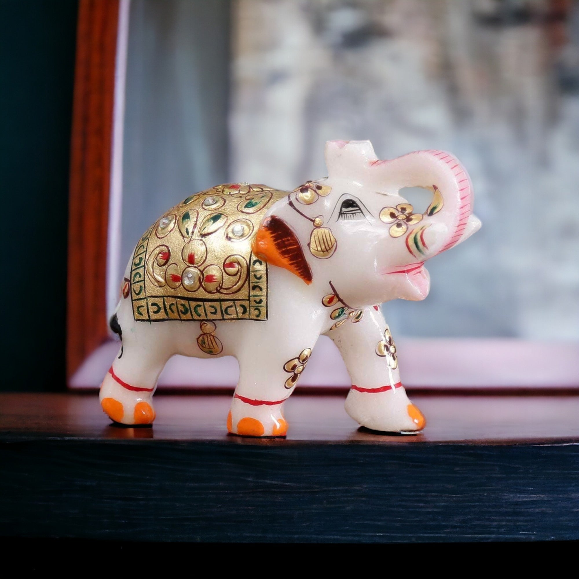 White Marble Elephant Statue Home Decor