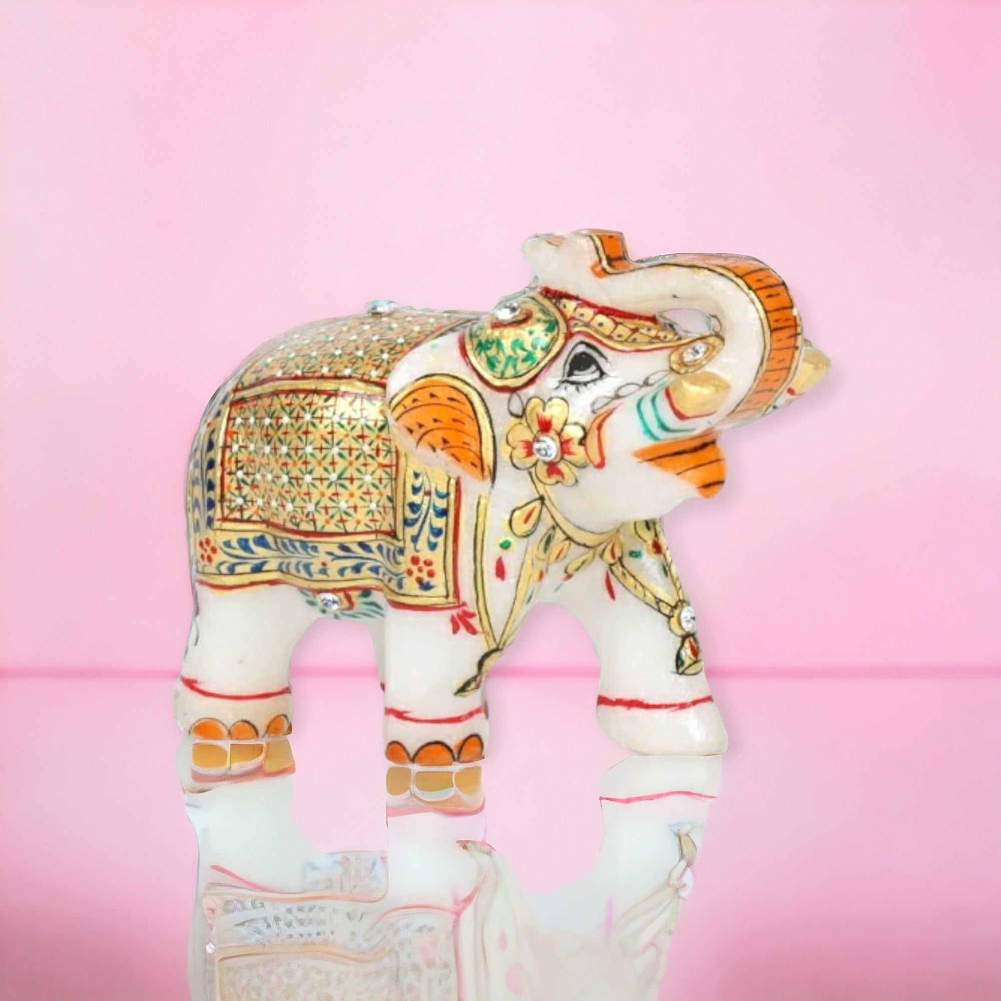 White Marble Elephant Statue Home Decor