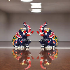 Matel Small Elephant Sitting For Showpiece