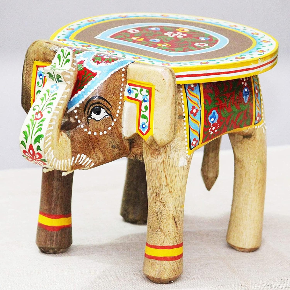 Wooden Elephant Design Side Table / Elephant stool  - 8 Inch