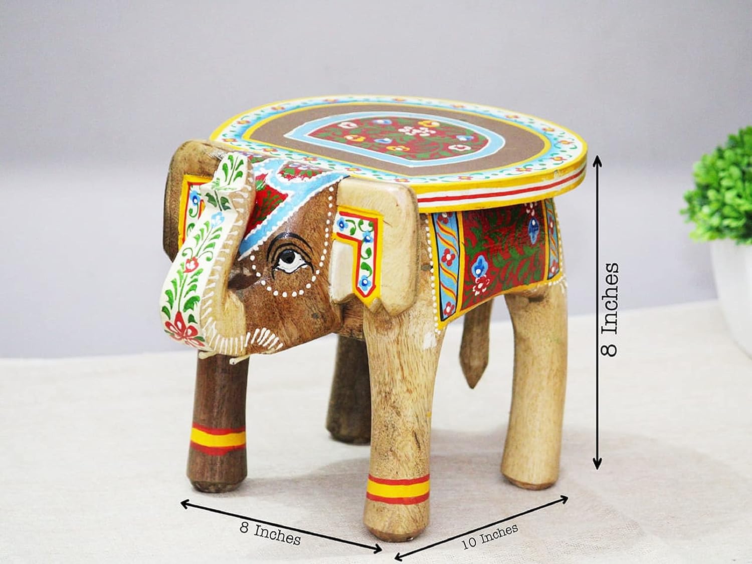 Wooden Elephant Design Side Table / Elephant stool  - 8 Inch