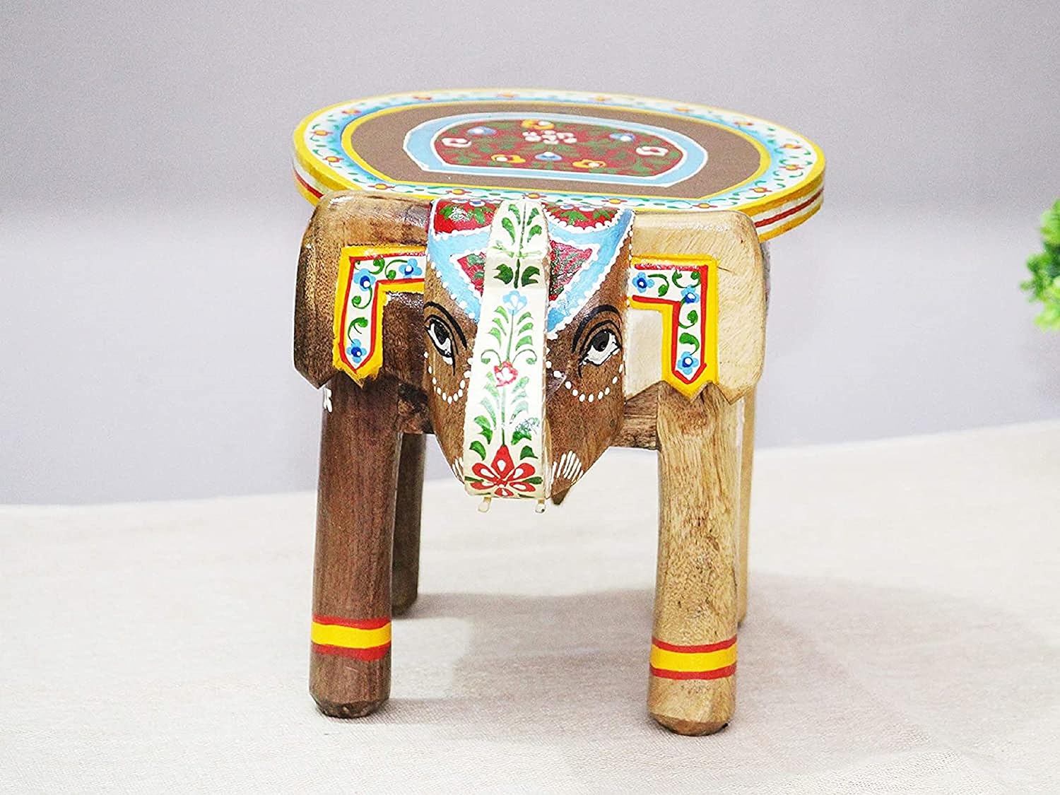 Wooden Elephant Design Side Table / Elephant stool  - 8 Inch