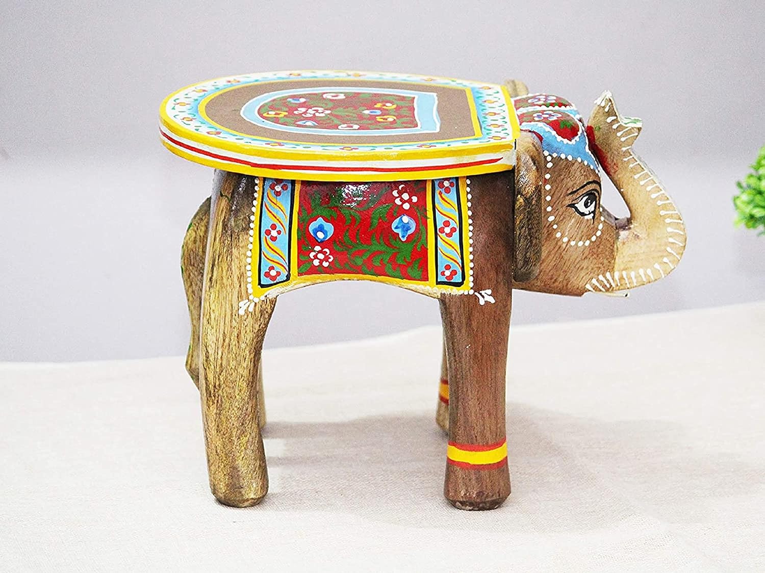 Wooden Elephant Design Side Table / Elephant stool  - 8 Inch