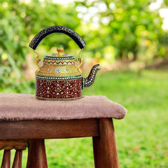 Aluminum Painted Tea Kettle Figurine Decorative