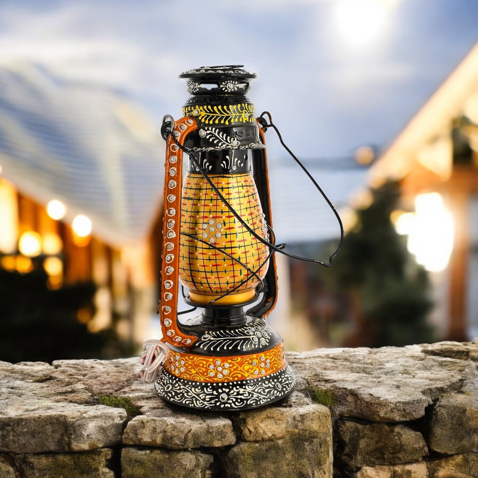 Beautiful Traditional Painting Hanging Lalten/lantern with electronic holder