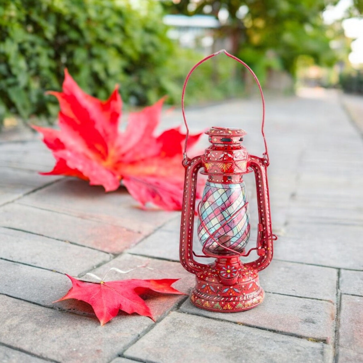 Beautiful Traditional Painting Hanging Lalten/lantern with electronic holder