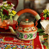 Aluminum Painted Tea Kettle With Floral Design