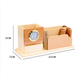 Wooden Desk Pen Holder With Clock Set of 50