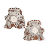 Eco-friendly Wooden Elephant Tealight Candle Holder Set of 2