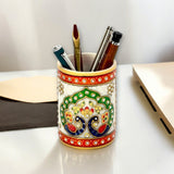 Marble Pen Holder With Gold And Kundan Decorative