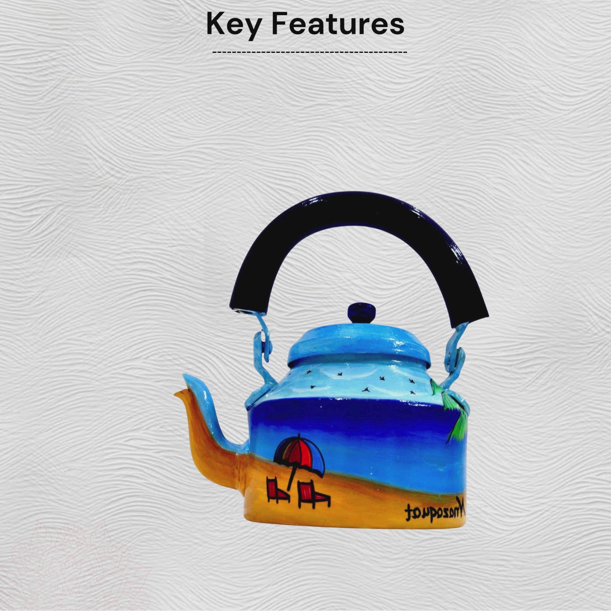 Aluminum Painted Tea Kettle Figurine Decorative