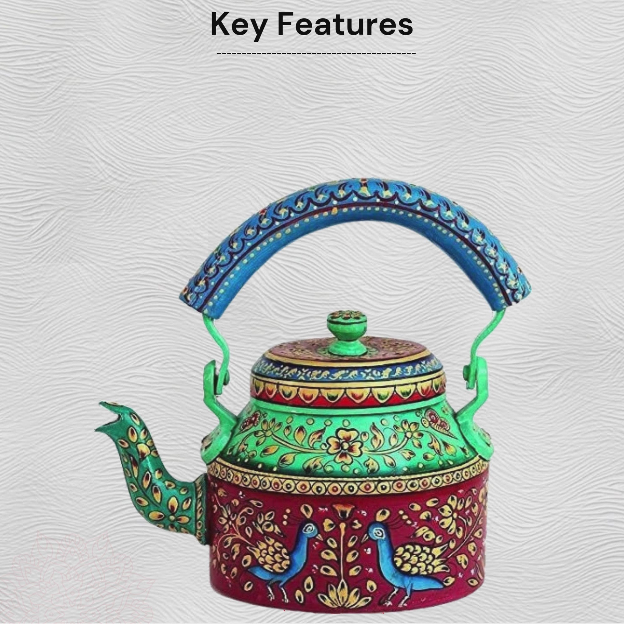 Aluminum Painted Tea Kettle Figurine Decorative