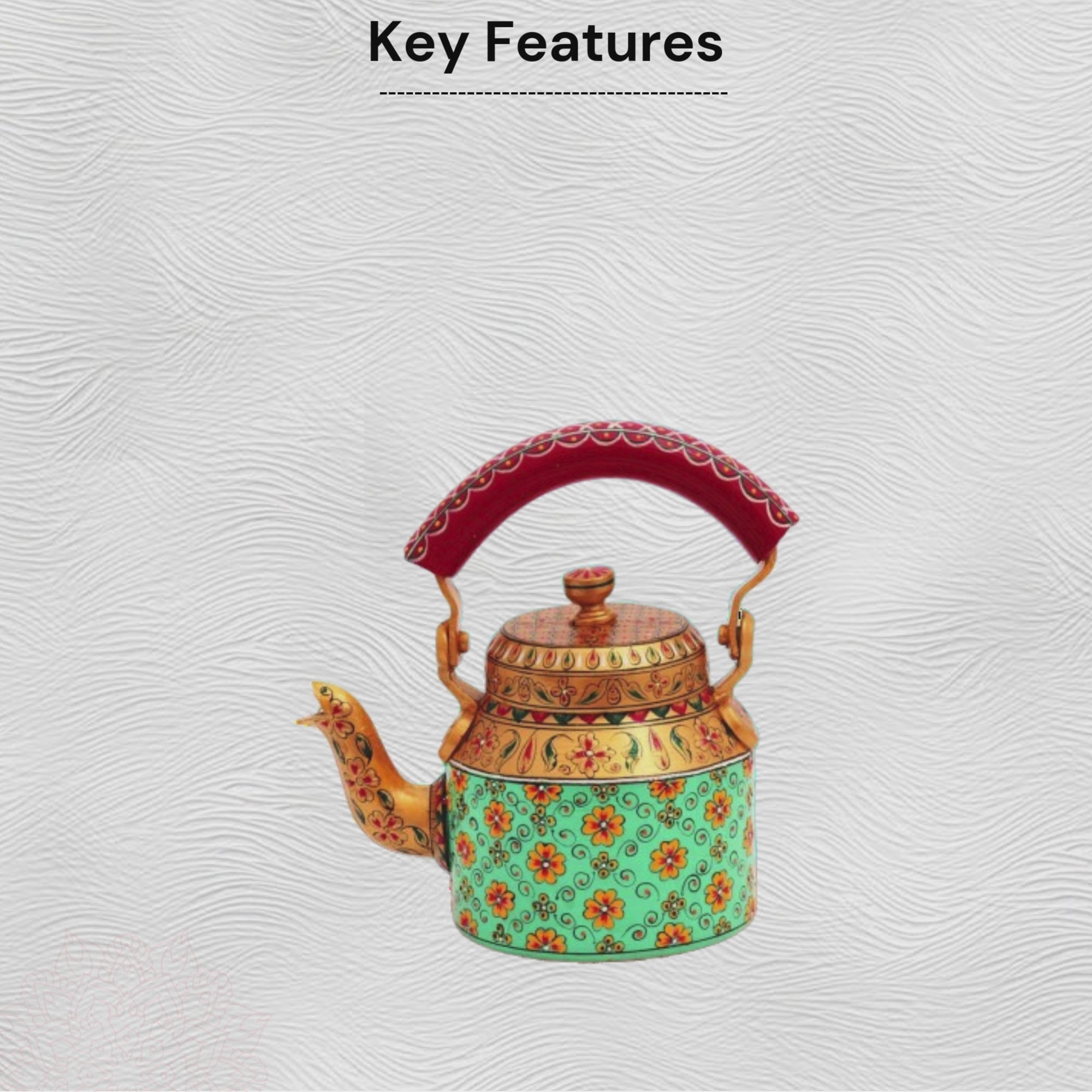 Hand Painted Aluminum Tea Kettle With Flower Design