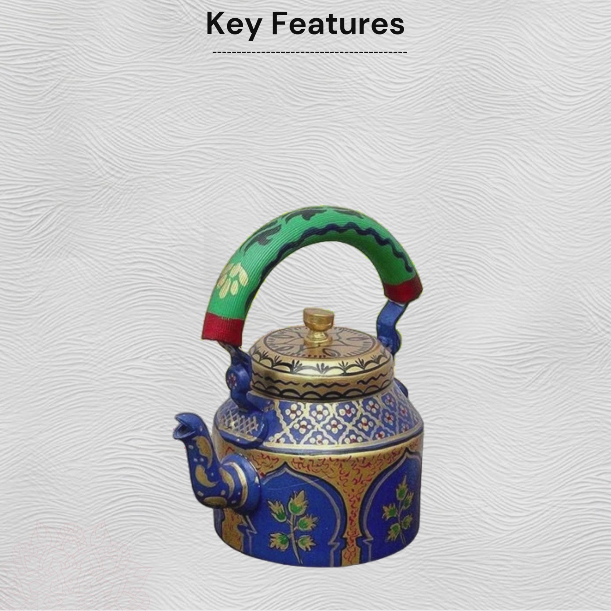 Aluminum Painted Tea Kettle With Meenakari Flower