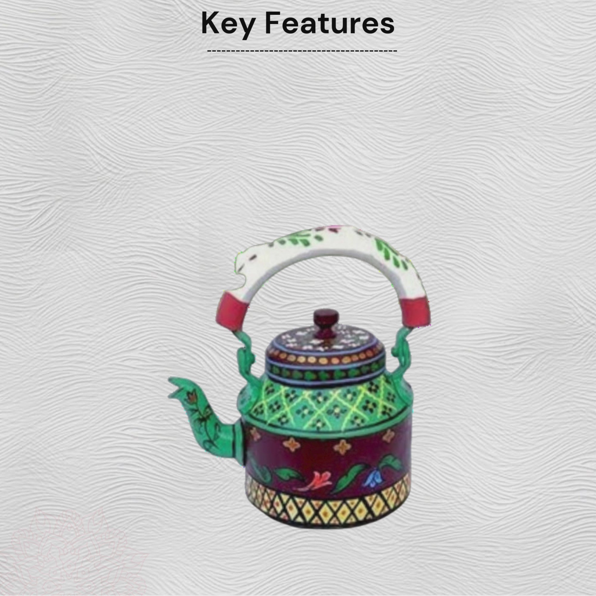 Aluminum Painted Tea Kettle With Artful Design