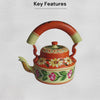 Aluminum Painted Tea Kettle With Floral Design