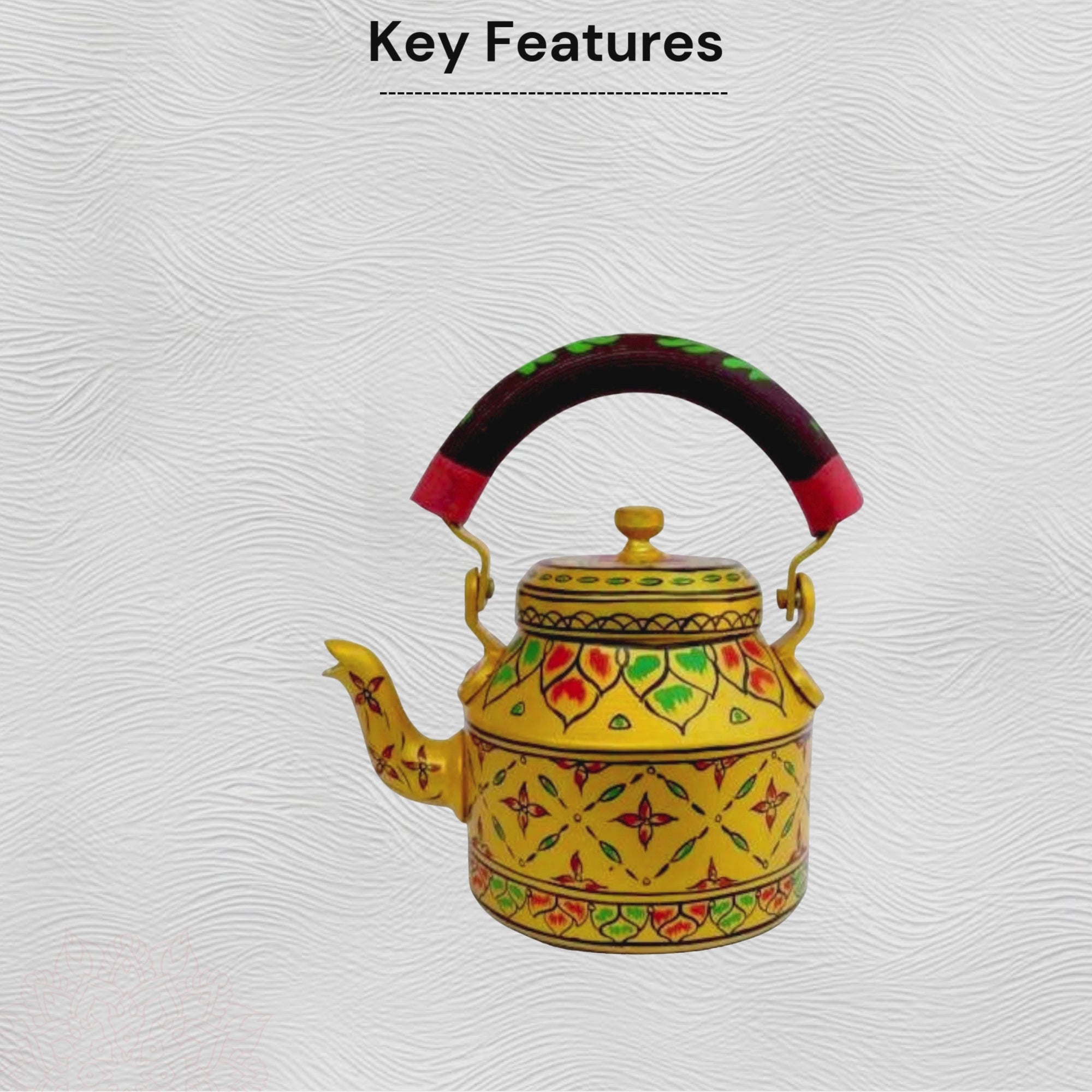 Aluminum Painted Tea Kettle With Cheerful Floral Design